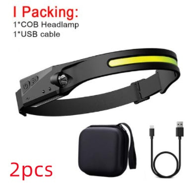 COB LED Induction Riding Headlamp Flashlight USB Rechargeable, Waterproof Camping Headlight With All Perspectives Hunting Light