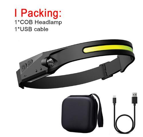 COB LED Induction Riding Headlamp Flashlight USB Rechargeable, Waterproof Camping Headlight With All Perspectives Hunting Light