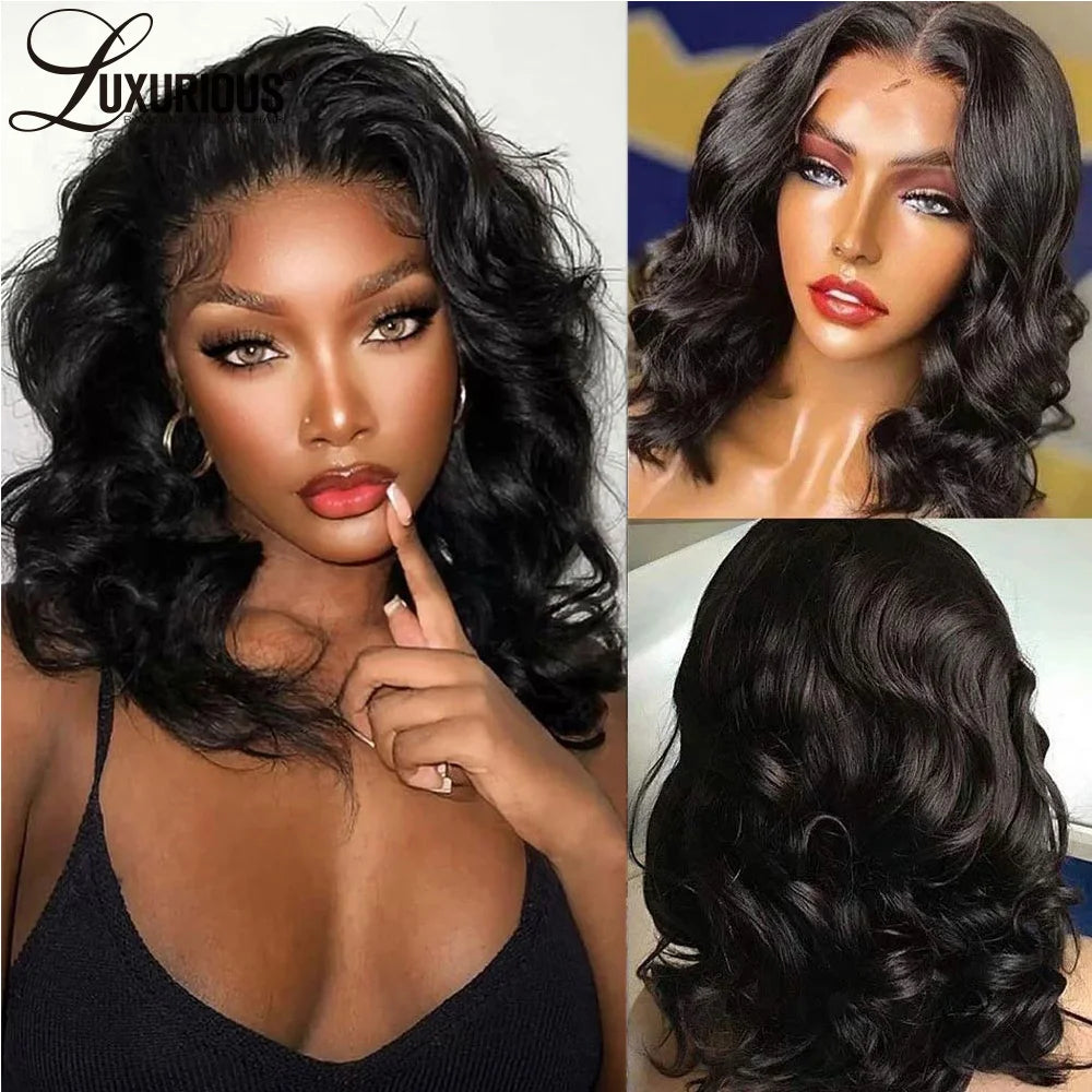 Black mid size full mechanism black hair of 13x4 Lace Front Wig and 13x6 Lace Front Wig Real person HAIR set.