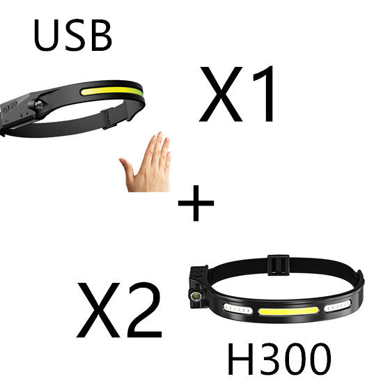 COB LED Induction Riding Headlamp Flashlight USB Rechargeable, Waterproof Camping Headlight With All Perspectives Hunting Light
