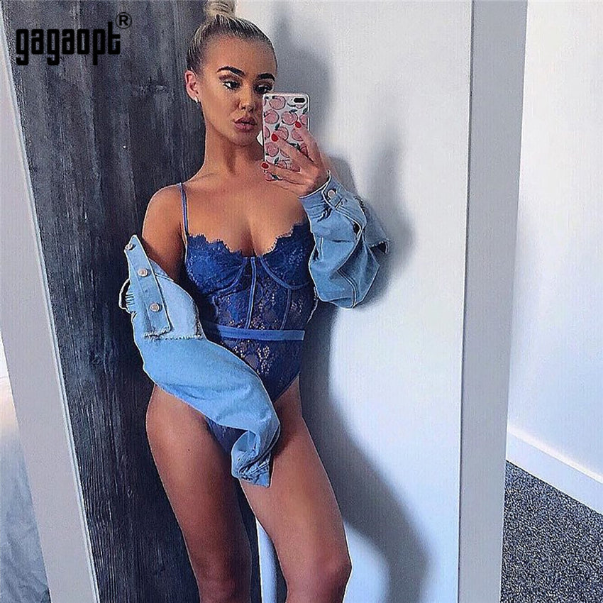 romantic sexy V-neck one piece bodysuit