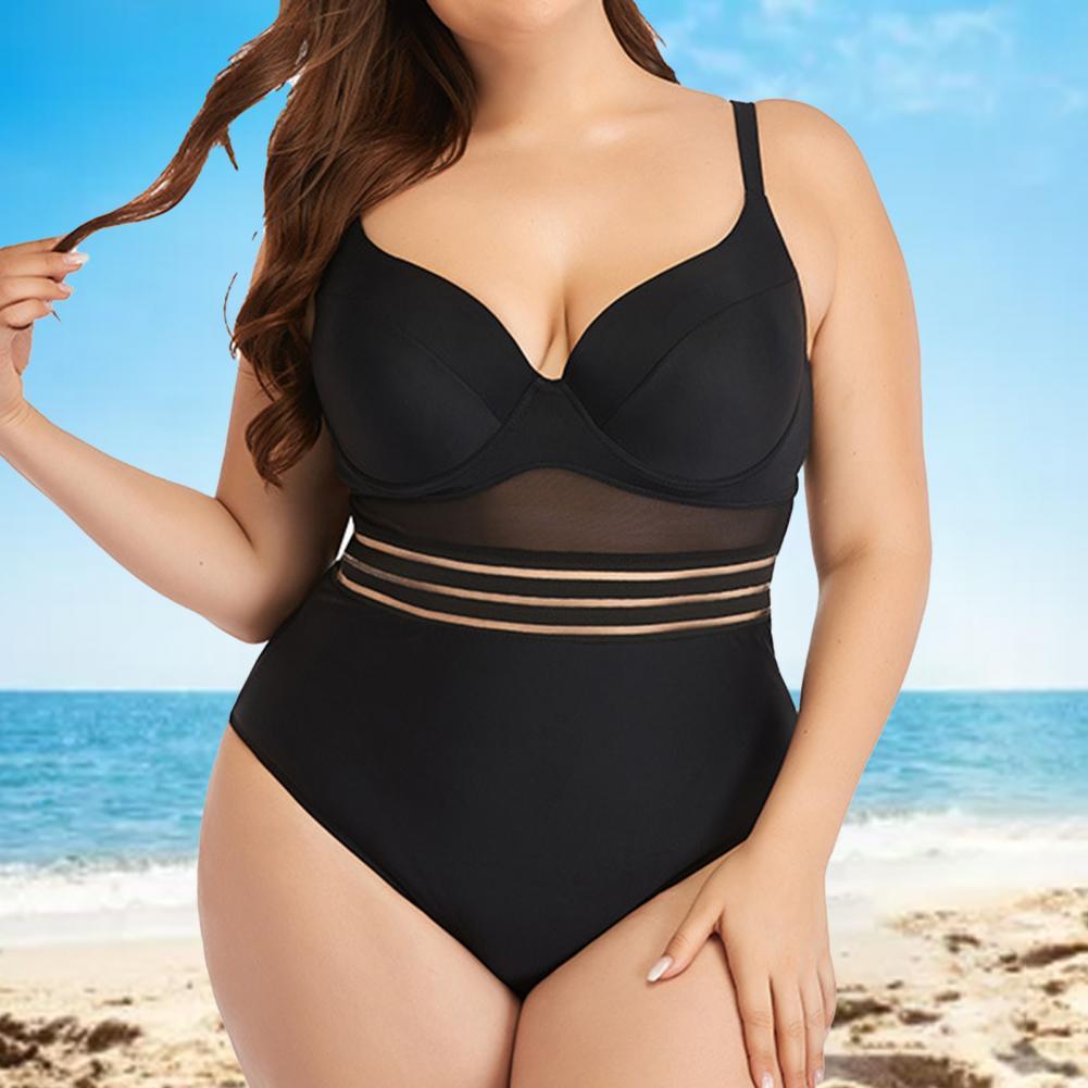 70% Hot Sell Swimwear Solid Color One-piece Mesh Hollow Backless Women Swimsuit