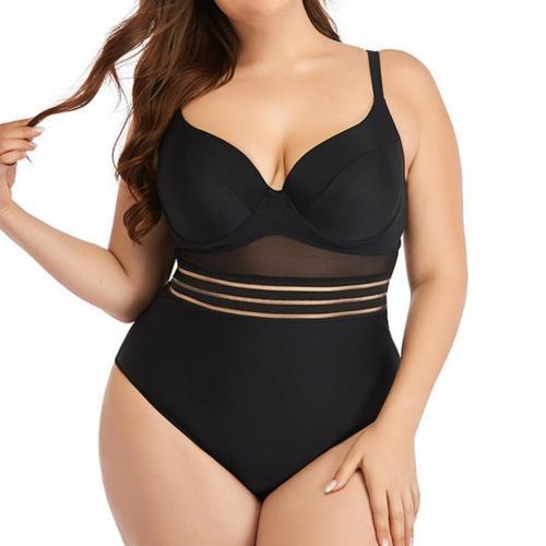 70% Hot Sell Swimwear Solid Color One-piece Mesh Hollow Backless Women Swimsuit