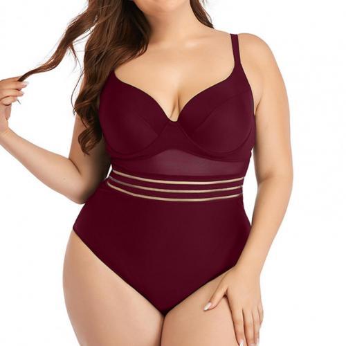 70% Hot Sell Swimwear Solid Color One-piece Mesh Hollow Backless Women Swimsuit