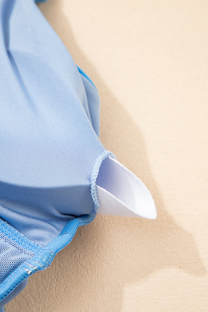 Black Ric Rac Trim Contrasted Patchwork Cutout One Piece Swimsuit