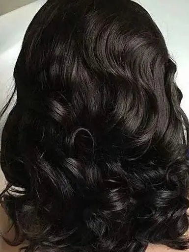 Black mid size full mechanism black hair of 13x4 Lace Front Wig and 13x6 Lace Front Wig  Real person HAIR set.