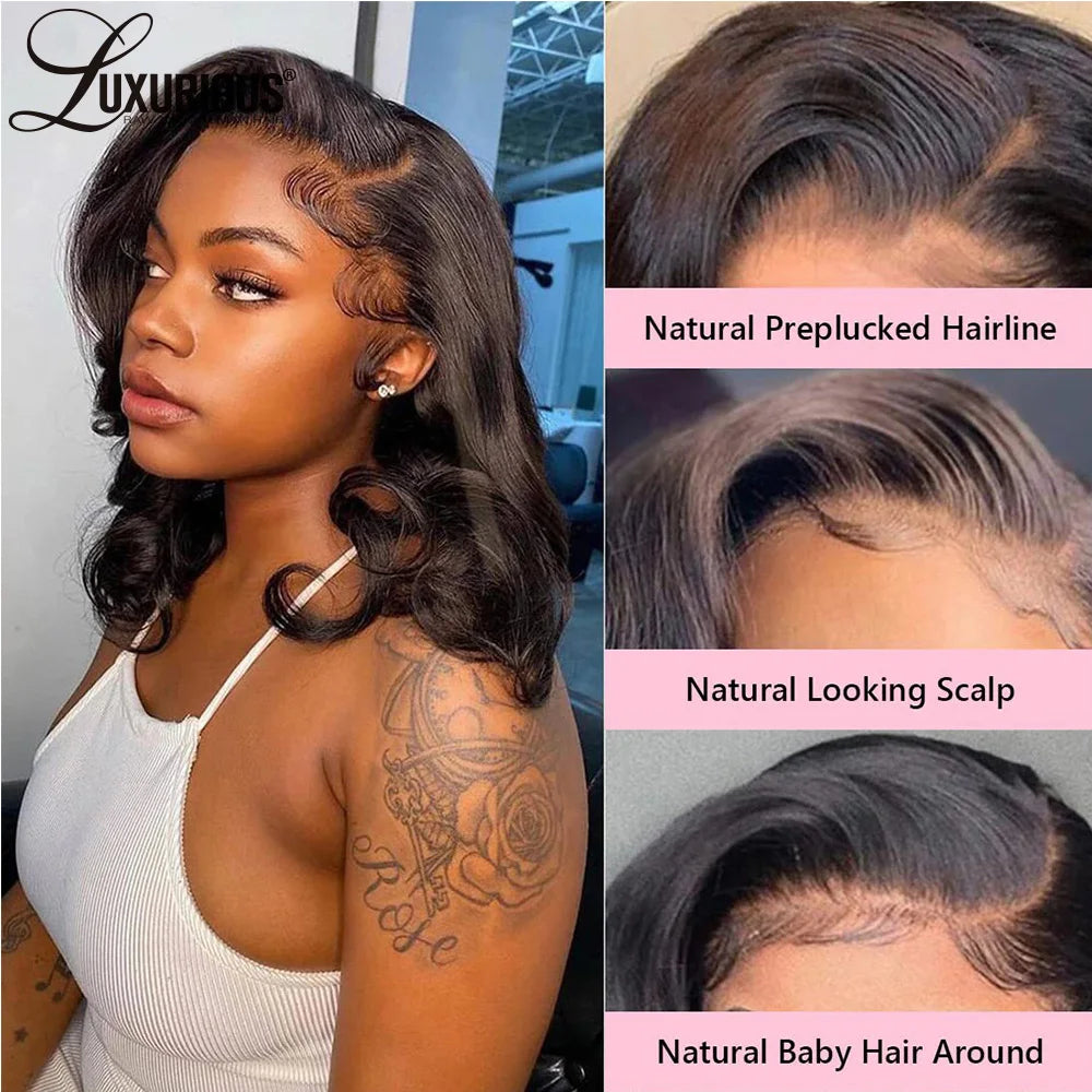 Black mid size full mechanism black hair of 13x4 Lace Front Wig and 13x6 Lace Front Wig  Real person HAIR set.
