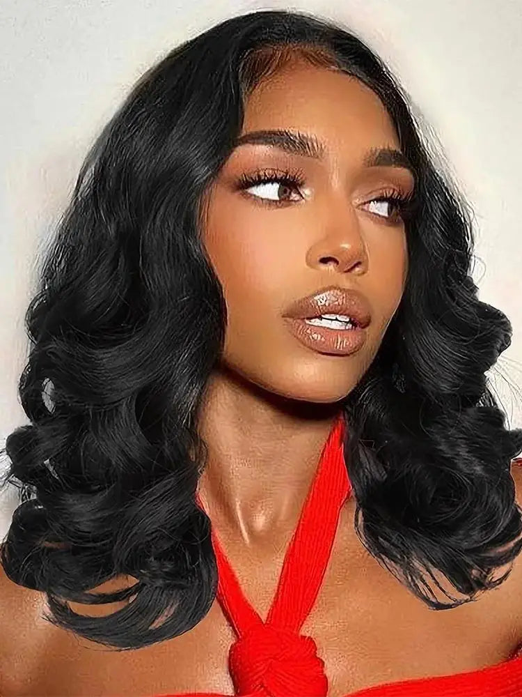 Black mid size full mechanism black hair of 13x4 Lace Front Wig and 13x6 Lace Front Wig  Real person HAIR set.