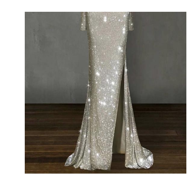 One shoulder asymmetrical sparkling long dress