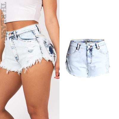Ripped jeans light color high waist