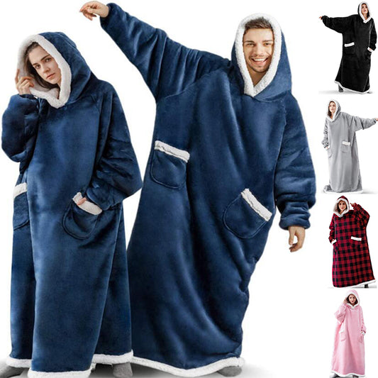 Winter TV Hoodie Blanket with Pockets