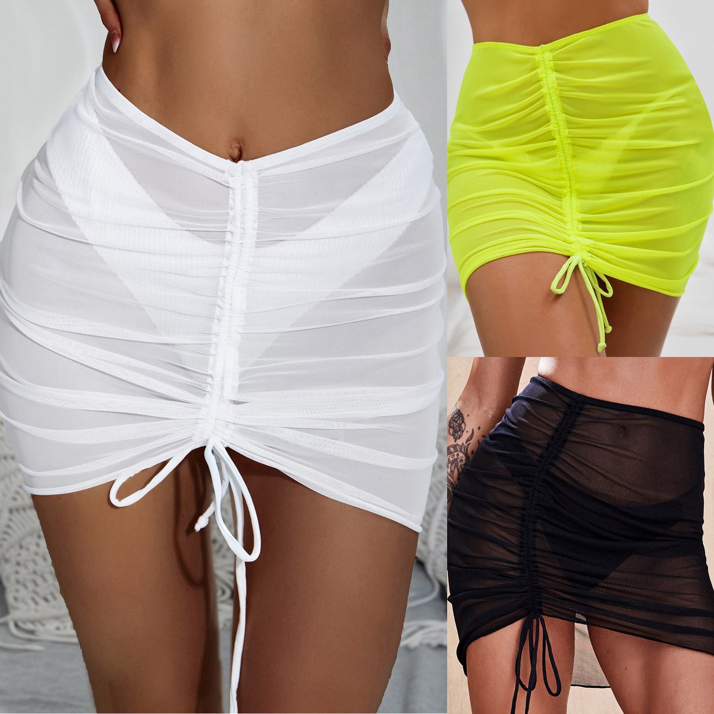 Women Mesh Swimsuit Cover Up Sheer Skirt