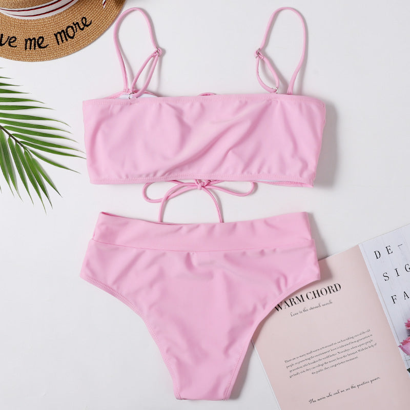 Bikini 2022 Women High Waist Swimsuit Solid Summer Swimwear