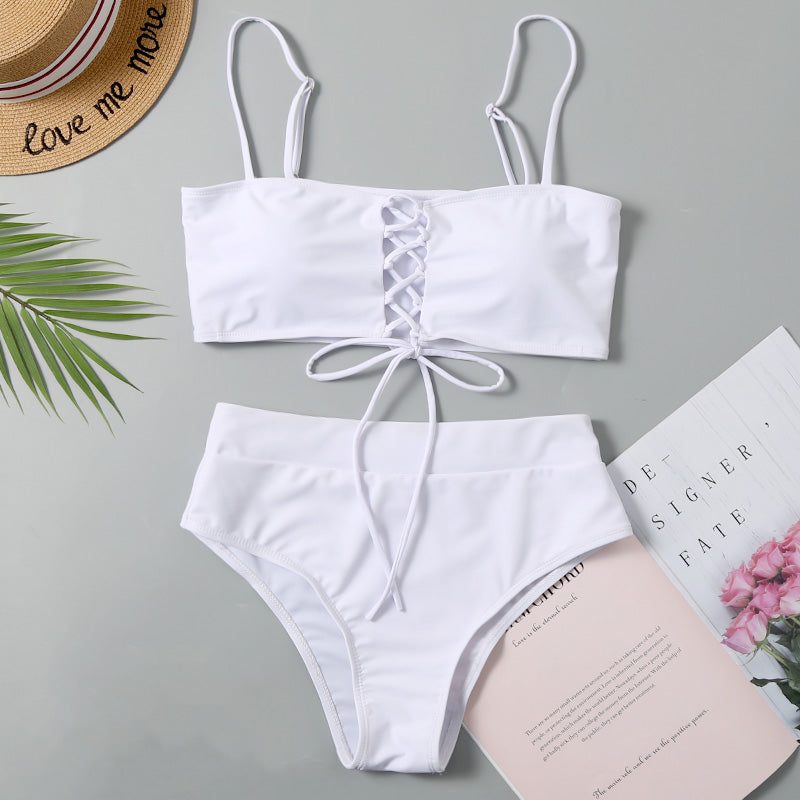 Bikini 2022 Women High Waist Swimsuit Solid Summer Swimwear