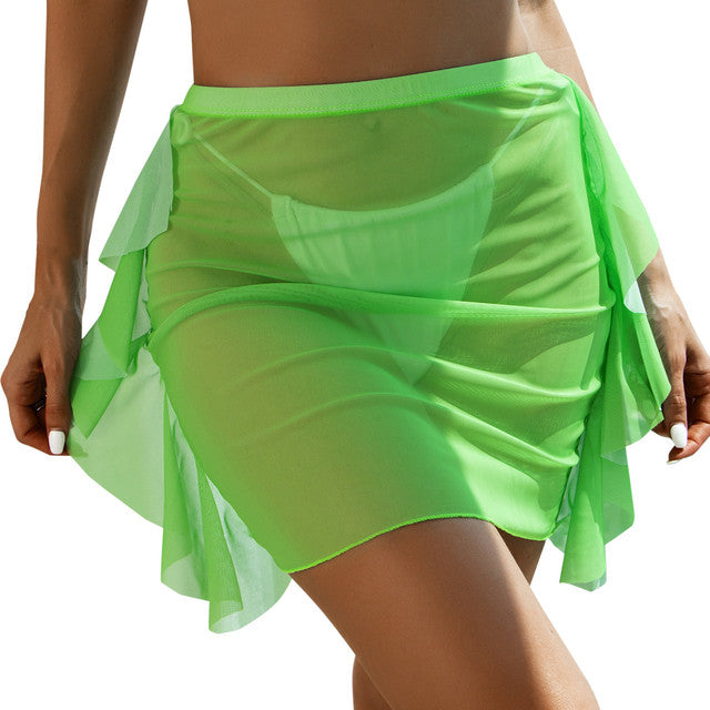Women Mesh Swimsuit Cover Up Sheer Skirt
