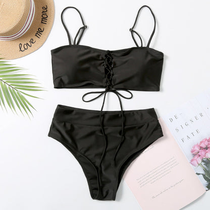 Bikini 2022 Women High Waist Swimsuit Solid Summer Swimwear